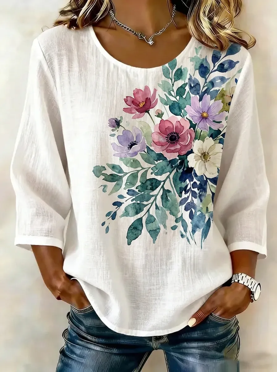 Women's Nashville Floral Lover Watercolor Printed Top