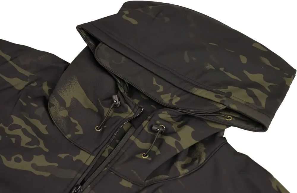 Men's Tactical Softshell Jacket Waterproof Fleece Hooded Hunting Coat