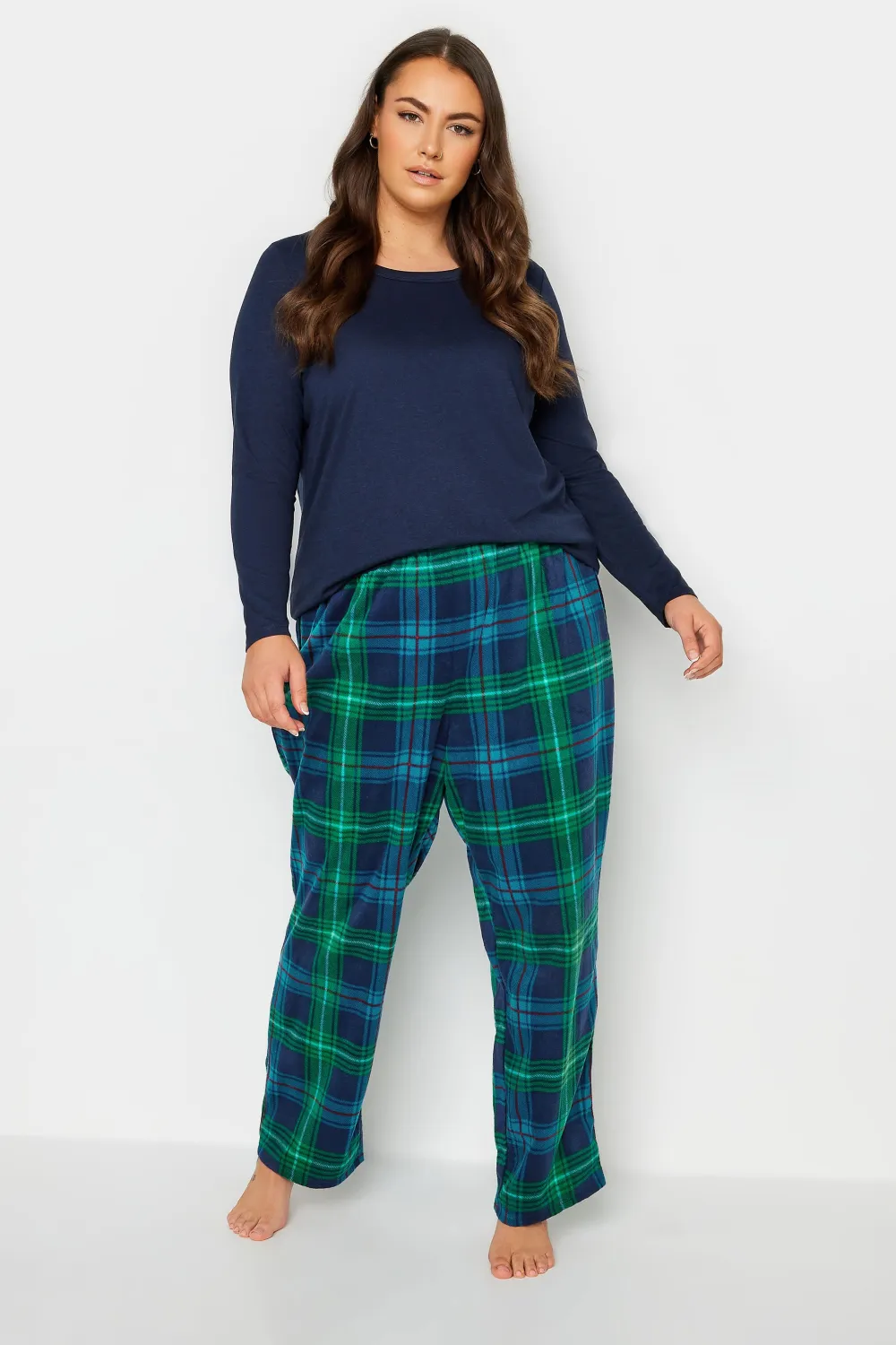 YOURS Curve Red Tartan Print Pyjama Bottoms
