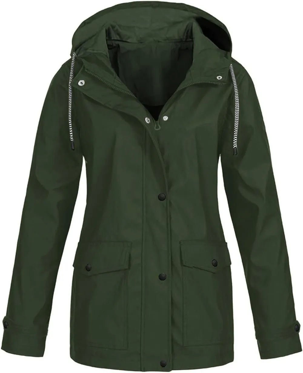 Rain Jackets For Women Waterproof With Hood Lightweight Casual Anorak Travel Hiking Coats with Pockets 720