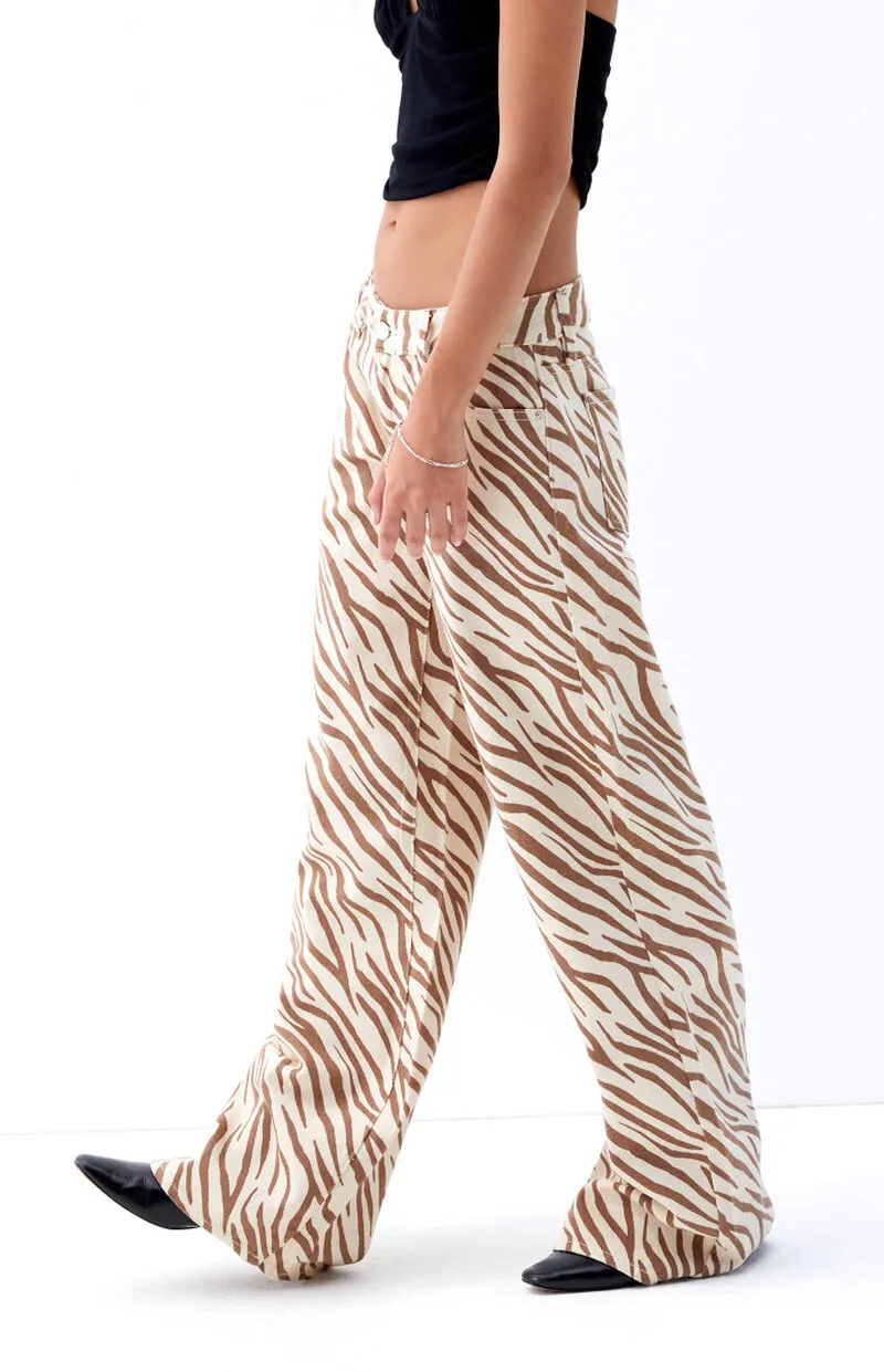 PacSun Casey Zebra Print Low Rise Baggy Jeans