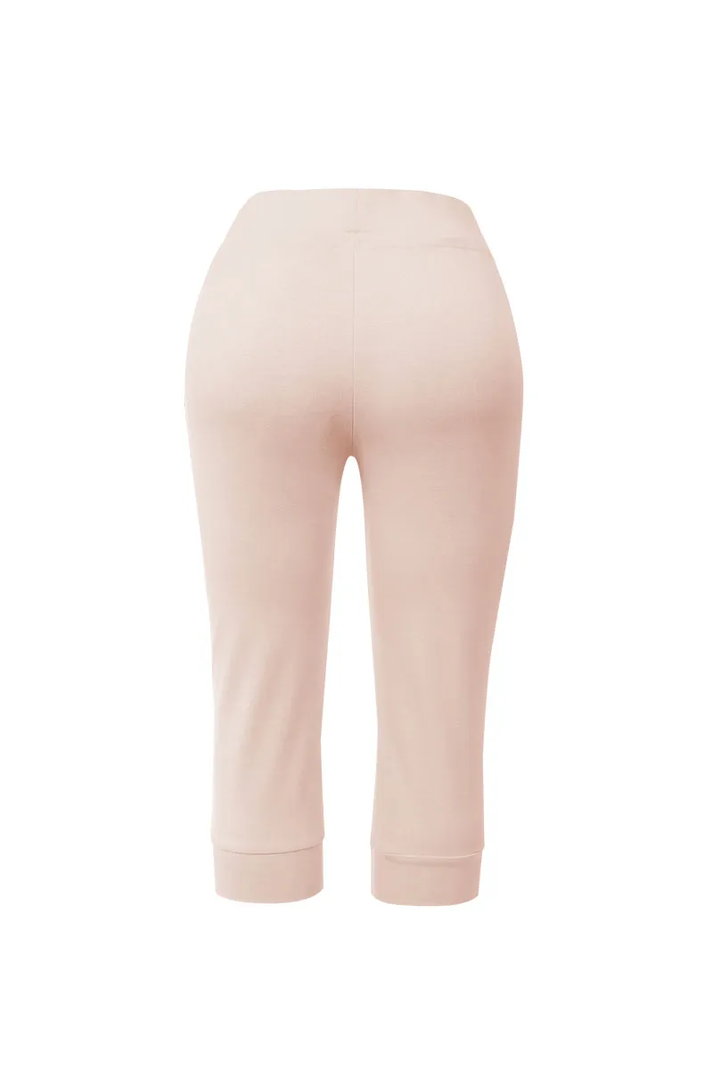 Letter & Heart Print Drawstring Capris Pants