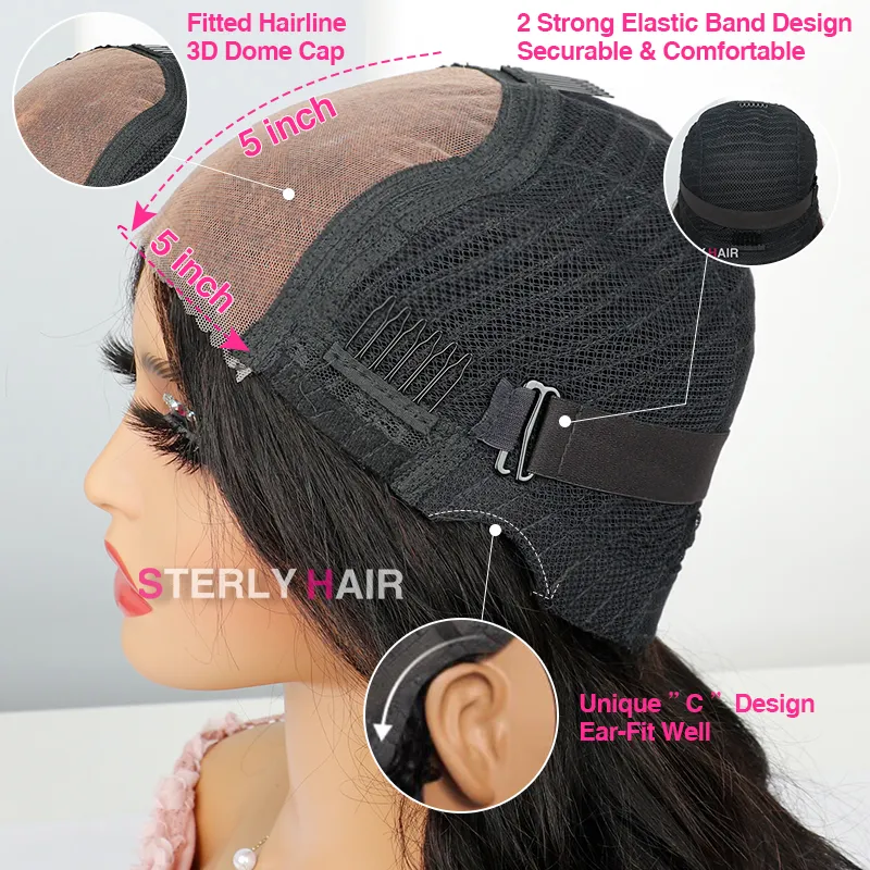 Ombre Chestnut Brown Highlights Designer Layered Wavy Curtain Bangs 9×6 / 5x5 Glueless Closure Body Wave Wig