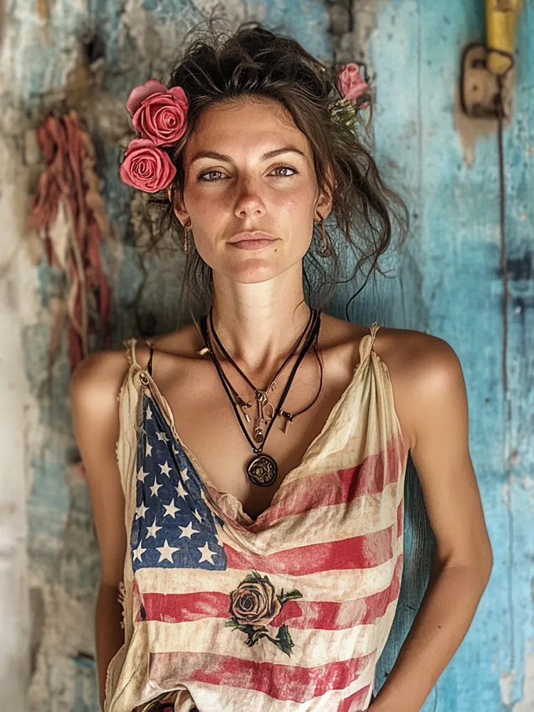 Women's Independence Day Flag Print Camisole Top