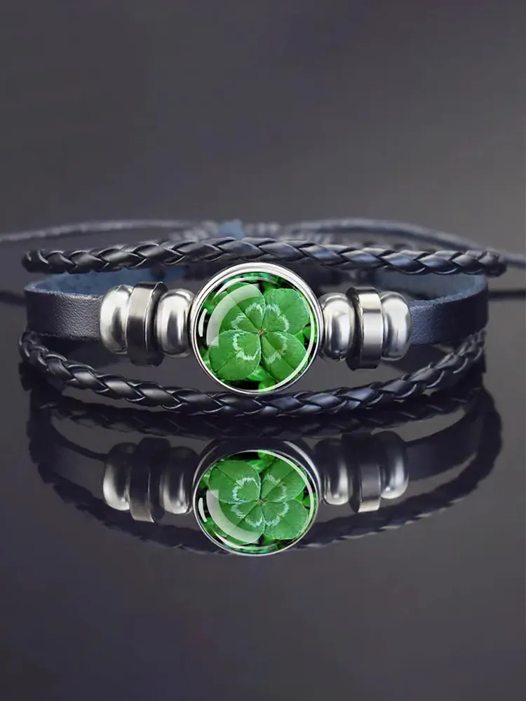 Four-Leaf Clover Pu Leather Bracelets