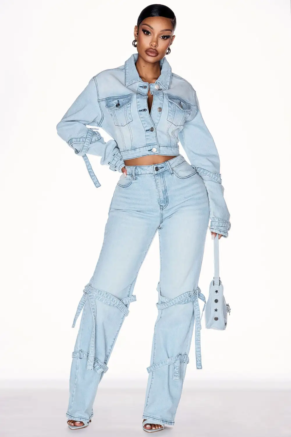 All Tied Up Stretch Straight Leg Jeans - Light Wash