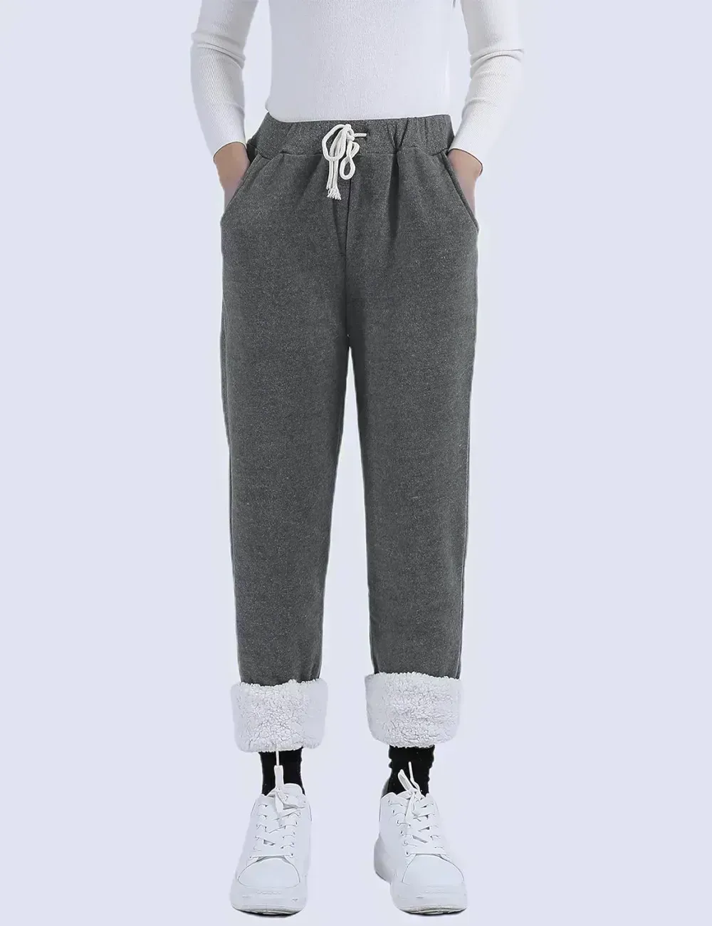 Women's Winter Warm Athletic Sweatpants Sherpa Lined Joggers Fleece Pants