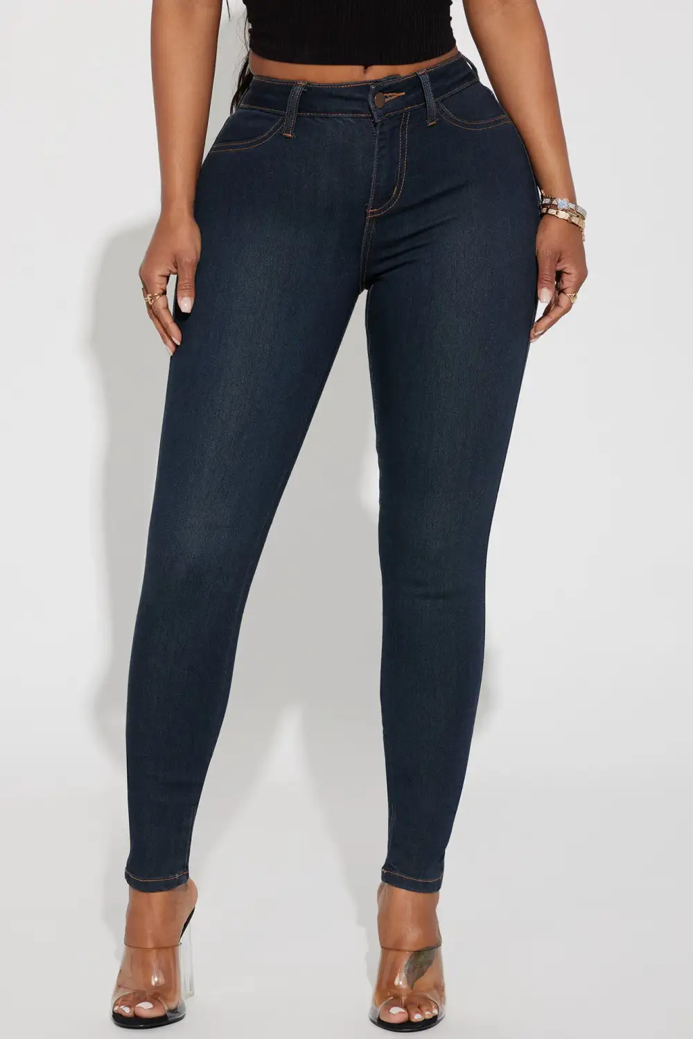Classic Mid Rise Skinny Jeans - Dark Denim