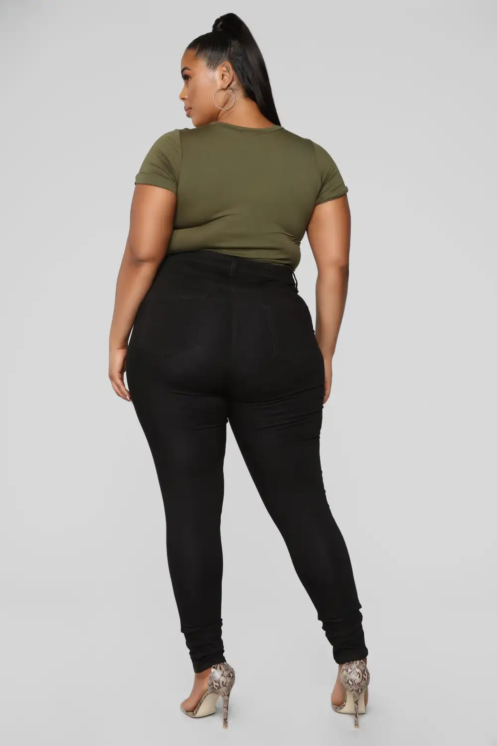 Classic High Waist Skinny Jeans - Black