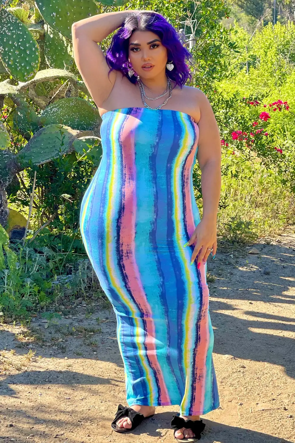Look Me Up And Down Maxi Dress - Blue/combo