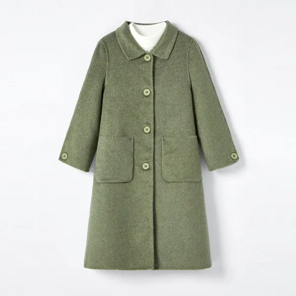 Stand Collar Solid Mid-Length Trench Coat