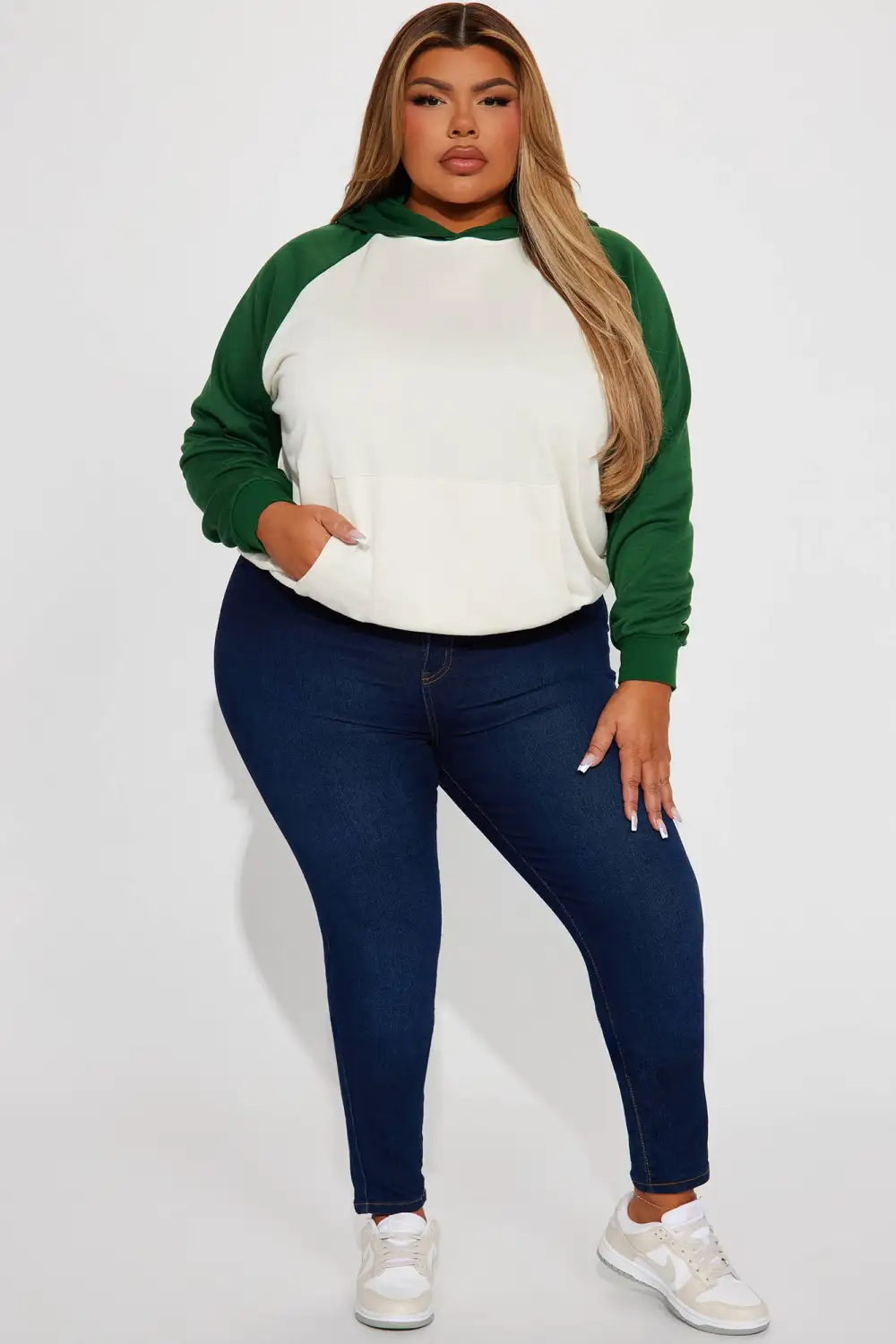 Eliana Colorblock Lounge Hoodie - Green/combo
