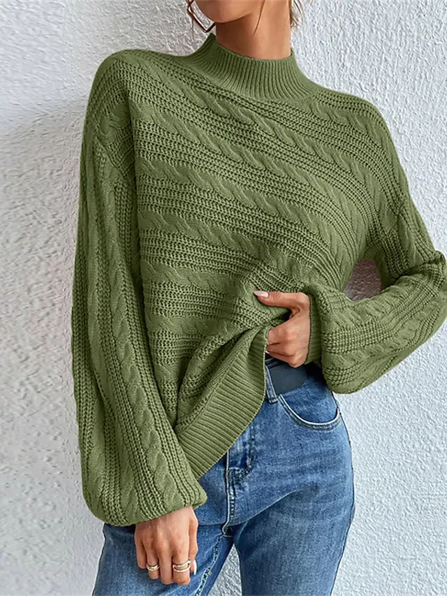 Women's Knit Knitted Pure Color Stylish Casual Sweater
