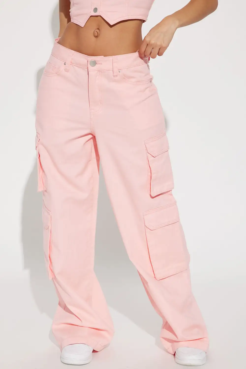 Wear Me Out Baggy Cargo Jeans - Pink