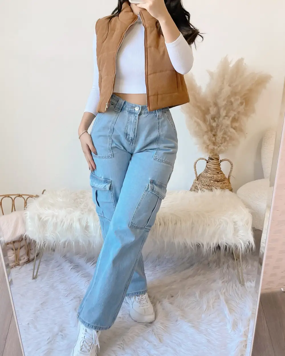 RESTOCKED! CABIN CUTIE FUR LINED CORDUROY PUFFER VEST (BLACK)