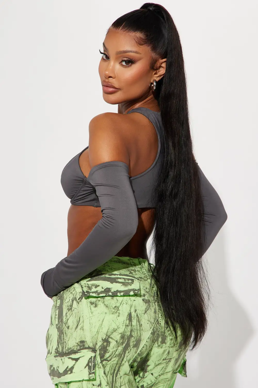 No Photos Cut Out Top - Charcoal