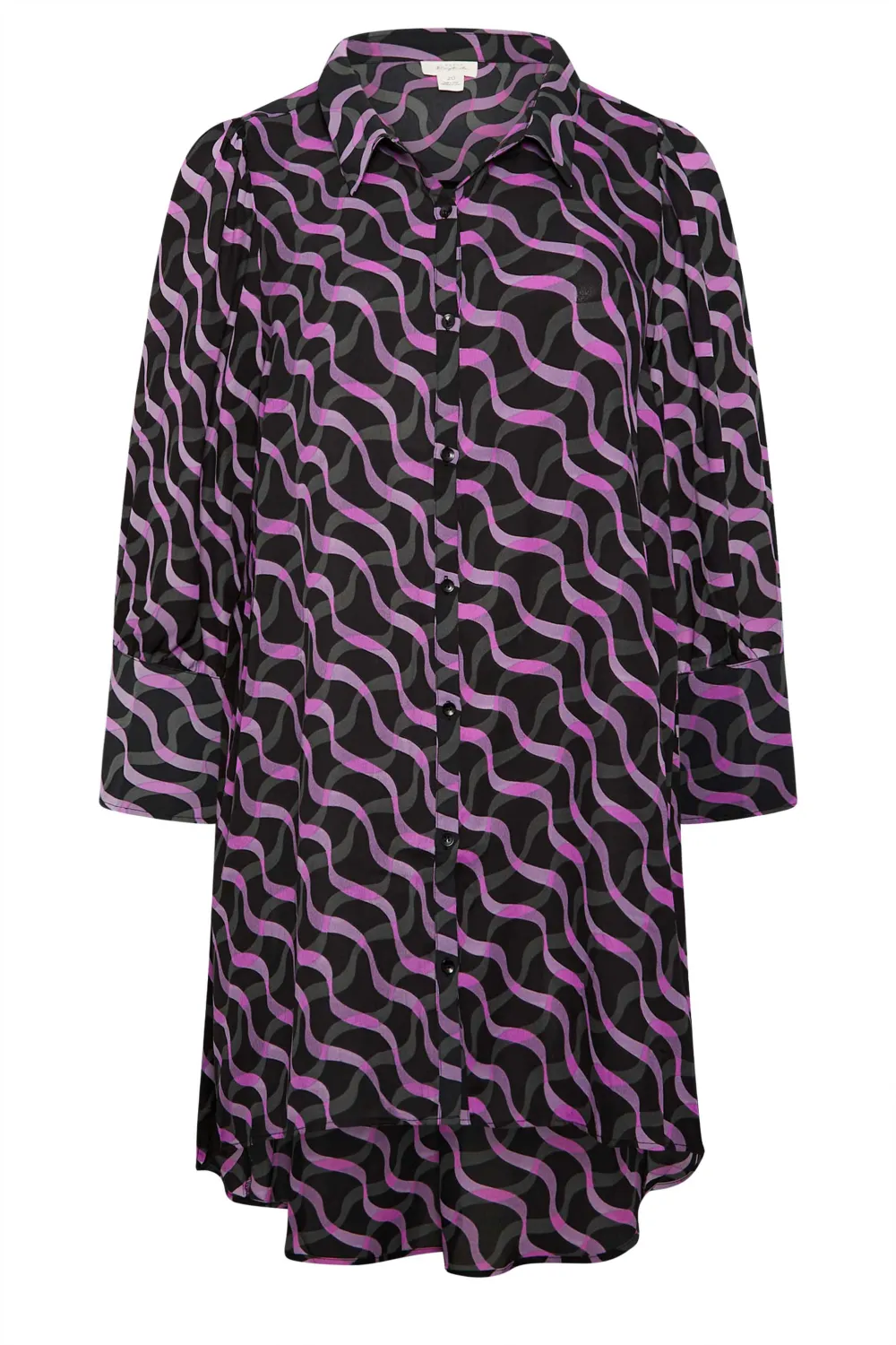 Evans Black & Purple Swirl Print Shirt Dress