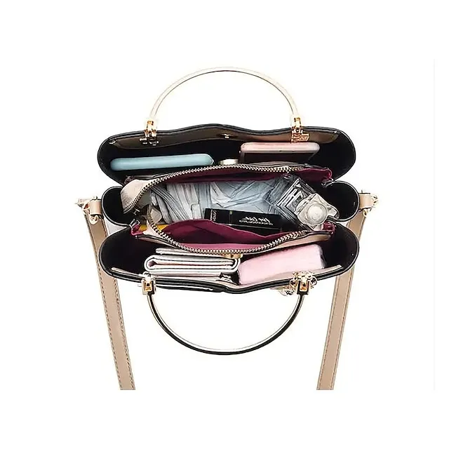 Women's Handbag Crossbody Bag Shoulder Bag PU Leather Office Shopping Daily Pendant Tassel Zipper Adjustable Solid Color Color Block Black / Red White / Green Wine red and white