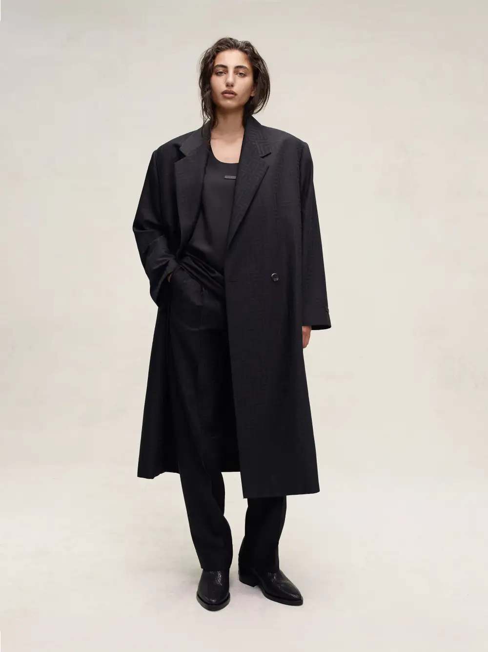 Wool Jacquard Classic Overcoat