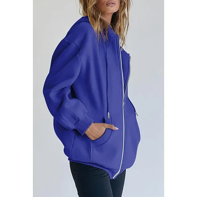 Hooded Drawstring Women's Jacket Long Sleeve Hooded Sweatshirt Athletic Warm Casual Breathable Moisture Wicking Running Sports Training Hiking Sportswear
