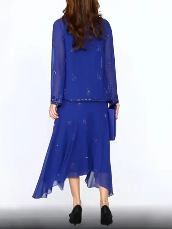 chiffon beadwork temperament wedding ladies dress