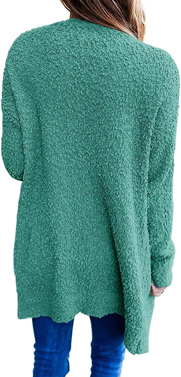Women's Long Sleeve Soft Chunky Knit Sweater Open Front Cardigans Outwear Coat
