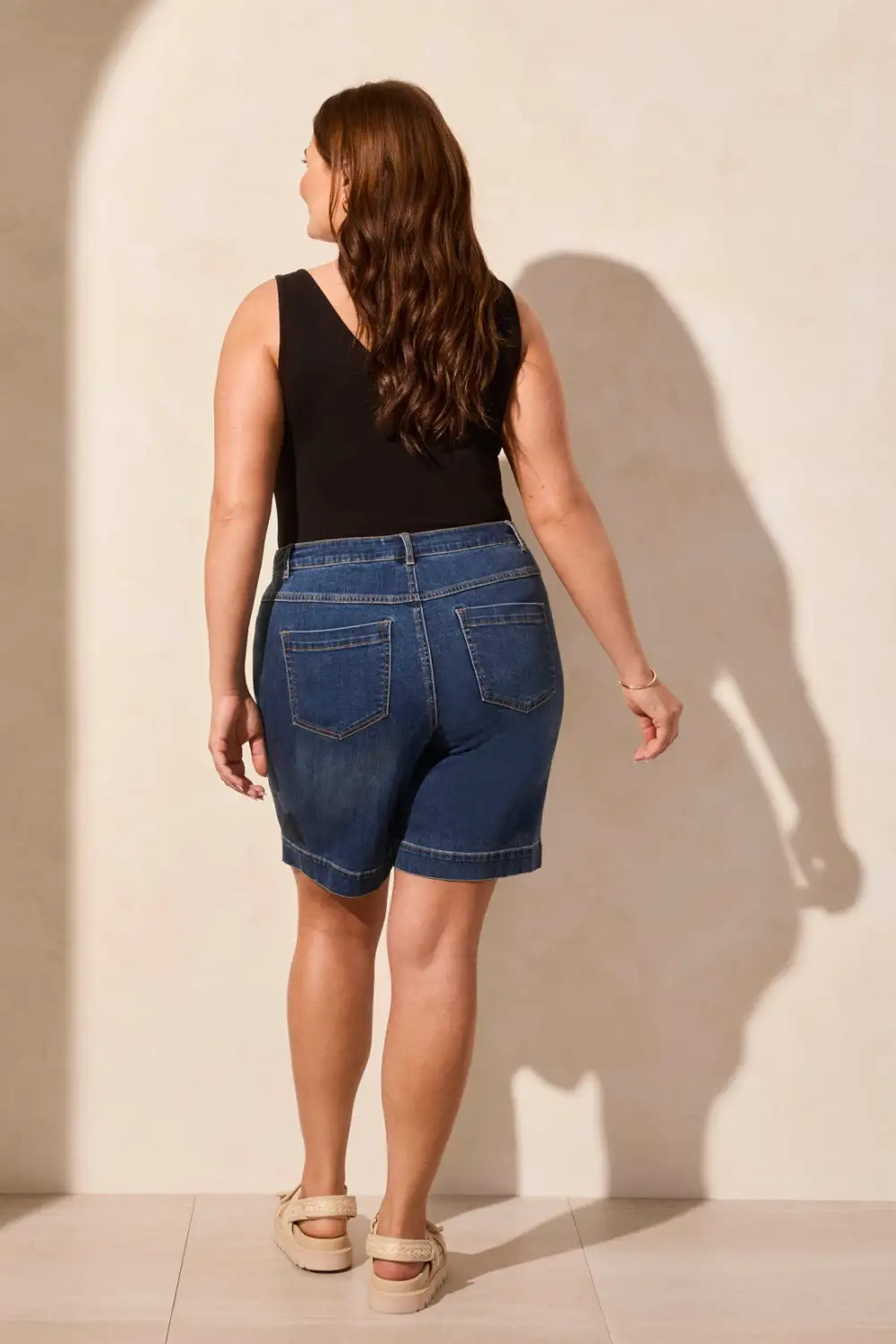 Audrey Comfort Stretch Pull-On Bermuda Shorts-Stormyblue