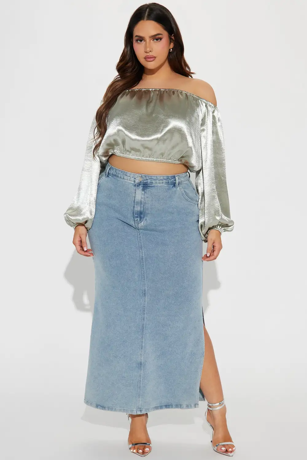In My Element Metallic Blouse Top - Silver