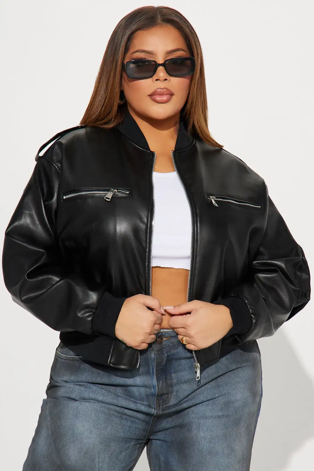 Gotta Have It Faux Leather Bomber Jacket - Black