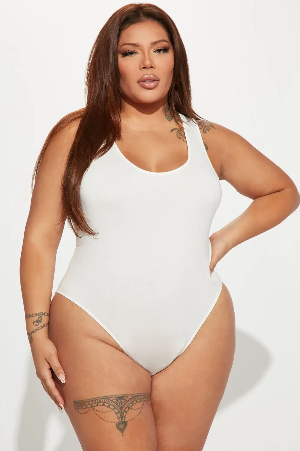 Davina Basic Tank Bodysuit - White