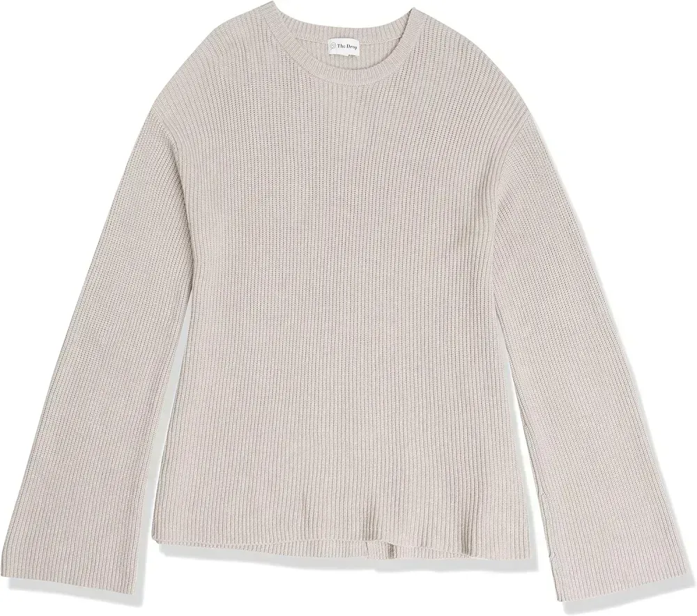 Women's Alice Crewneck Back-Slit Ribbed Pullover Sweater