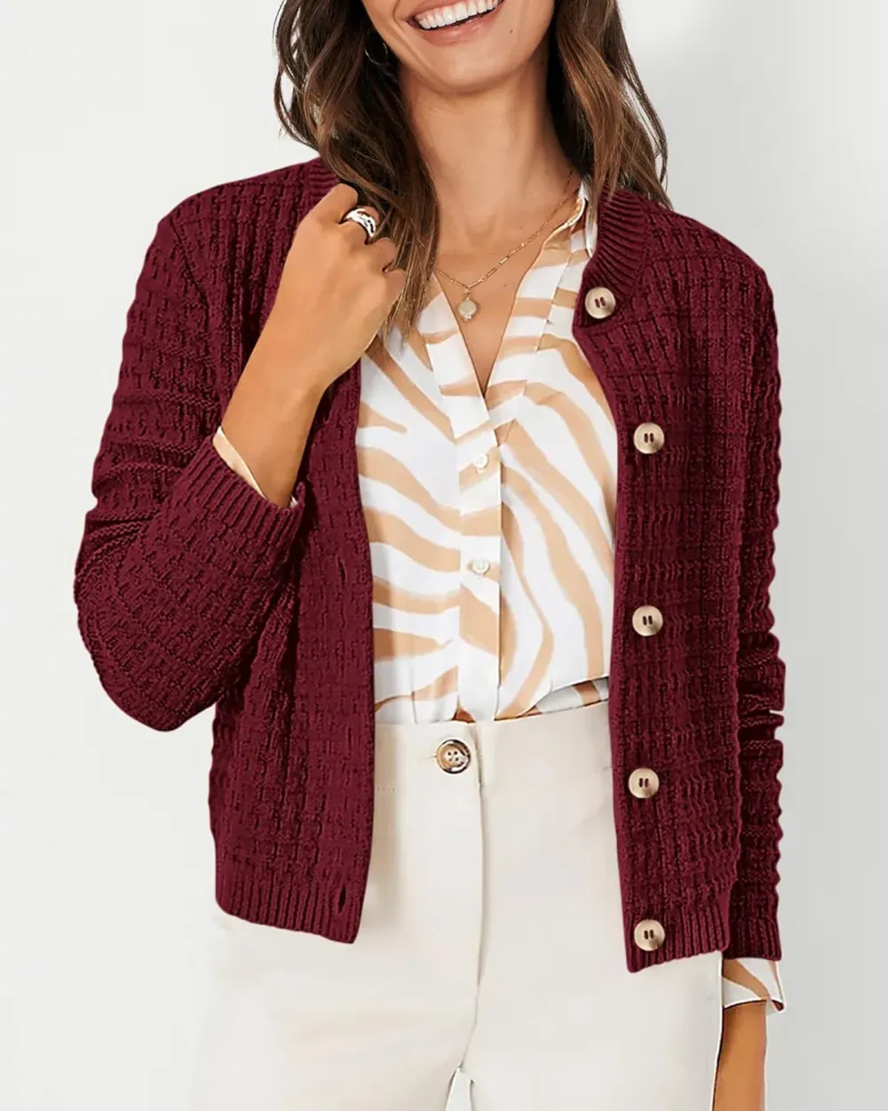 Women's Knit Cardigan Sweaters Casual Long Sleeve Open Front Button Down Trendy Jackets Outerwear