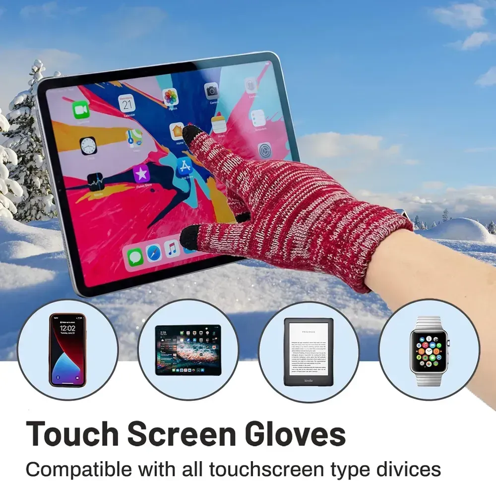 Honnesserry Winter Warm Beanie Hat Scarf and Touchscreen Gloves Set for Womens Skull Caps Neck Scarves with Fleece Lined