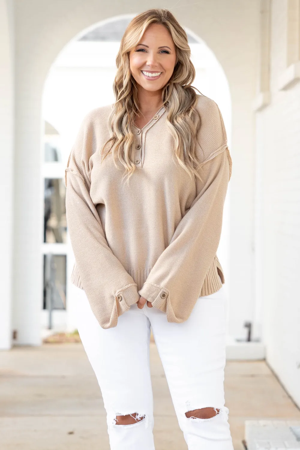 Please Say Yes Sweater, Beige