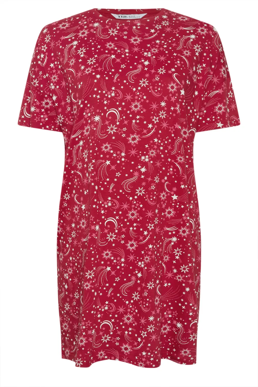 YOURS Curve Black Star Print Sleep Tee Nightdress
