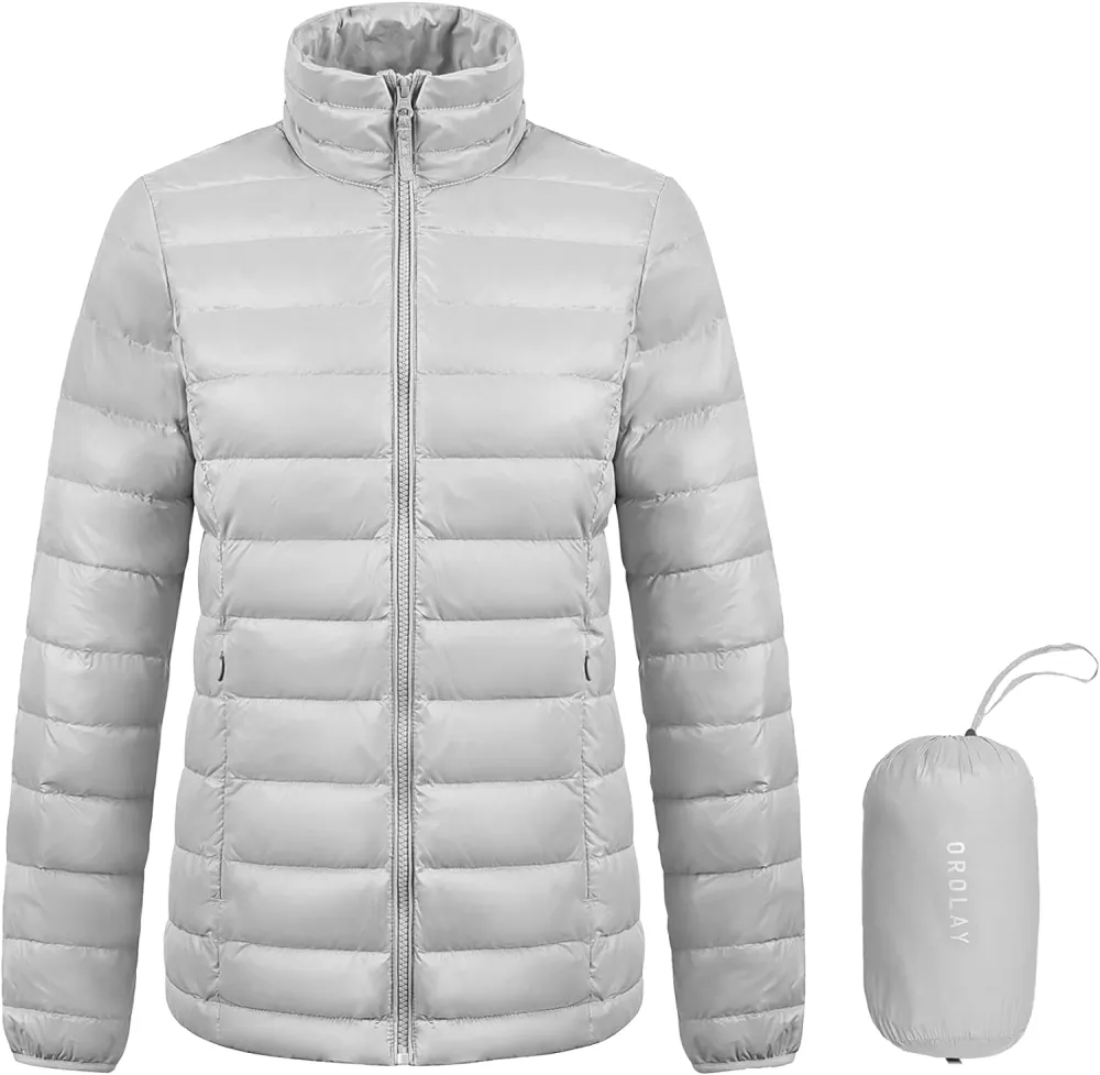 Women's Lightweight Packable Down Jacket Quilted Puffer Coat with Stand Collar