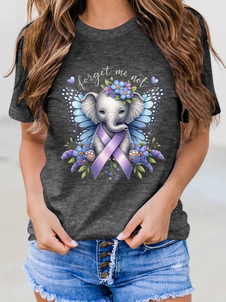 Women'S Round-Neck T-Shirt Forget Me Not Prints