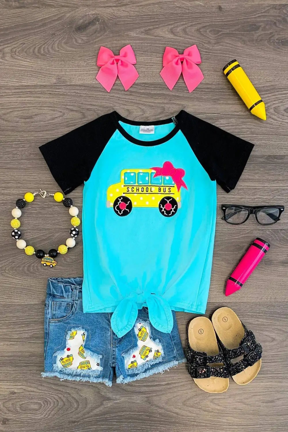 School Bus Denim Short Set