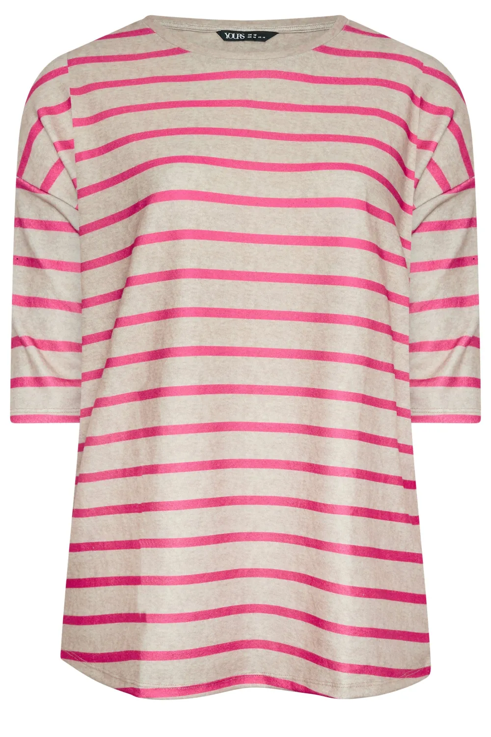 YOURS Curve Natural Brown & Pink Stripe Soft Touch Jumper