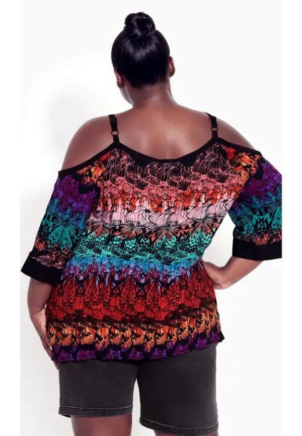 Daisy Cold Shoulder Print Top