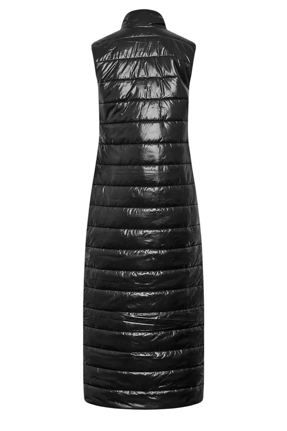LTS Tall Black High Shine Maxi Puffer Gilet