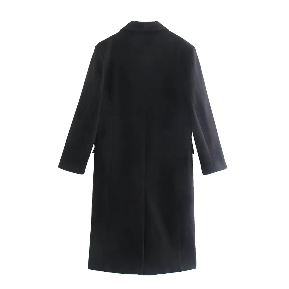 Solid Duble Breasted Lapel Coat