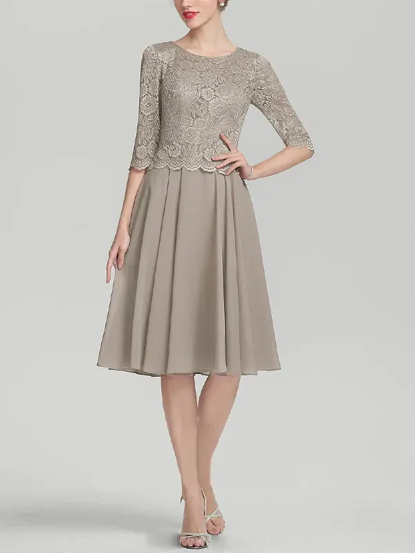 Chiffon Lace A-Line Skirt Chiffon Top Suit