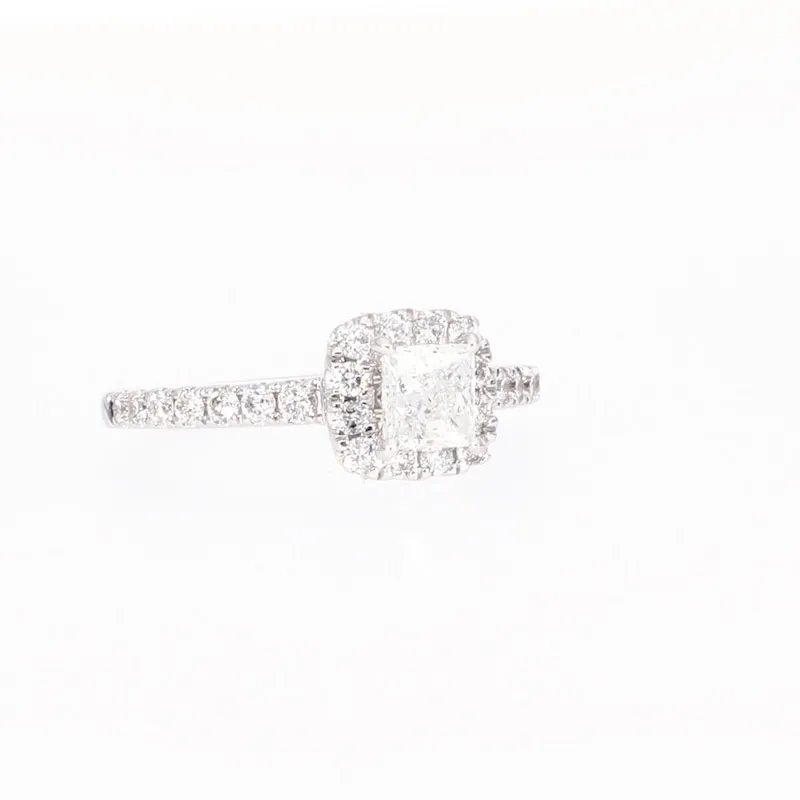 Diamond Engagement Ring 1-1/6 ct tw Princess & Round-cut 14K White Gold