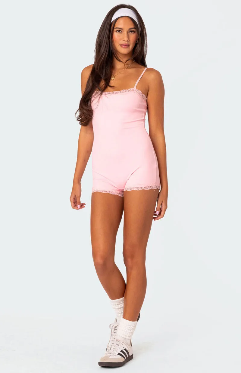 Edikted Mandi Lace Trim Romper