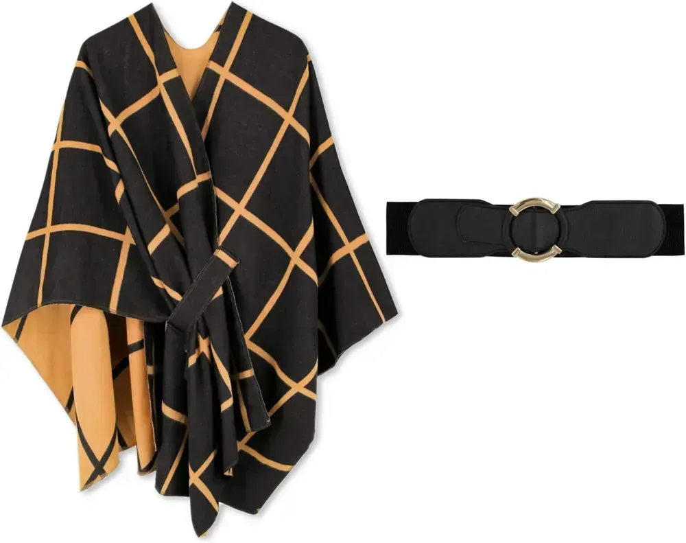 Women's Shawl Wrap Poncho Ruana Cape Open Front Cardigan Shawls for Fall Winter