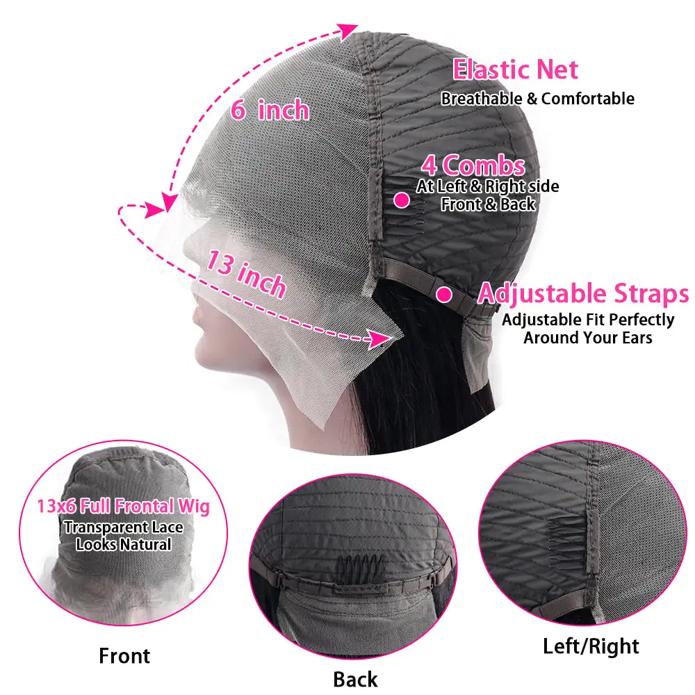 250% Density Body Wave Full 13×6 Frontal Lace Human Hair Wigs