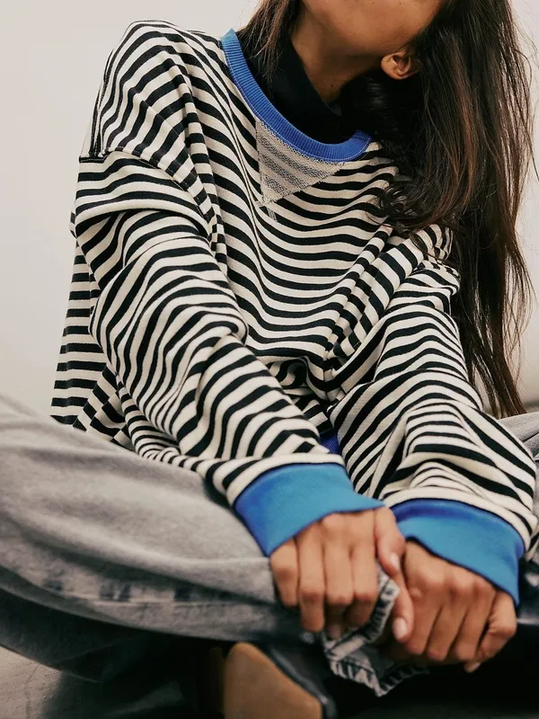 Classic Striped Oversized Crewneck