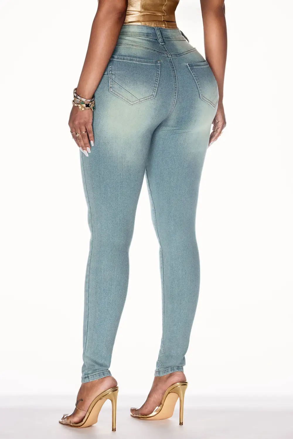 Hampton Tinted High Stretch Skinny Jeans - Medium Blue Wash