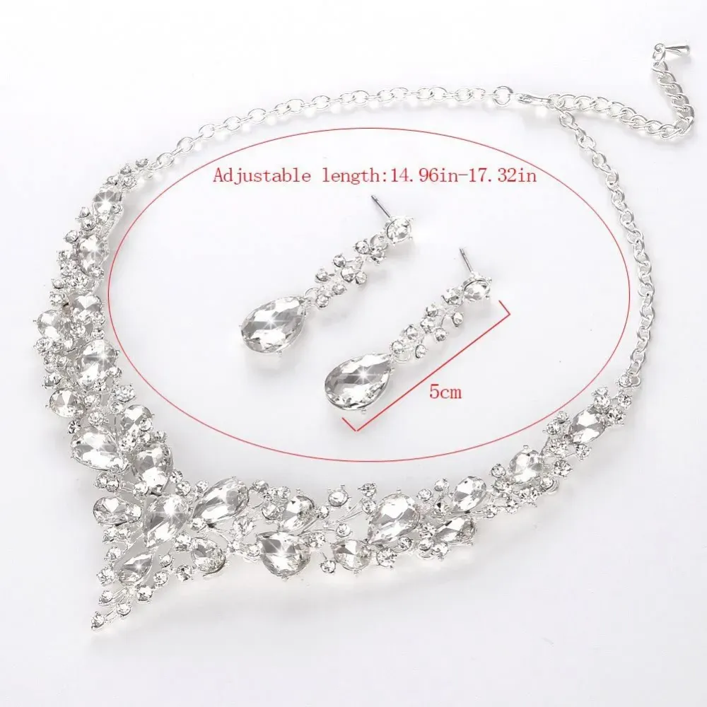 Rhinestone Crystal Necklace and Earrings Set